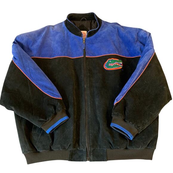 Vintage Florida Gators Suede Varsity Bomber Full Zip Jacket Coat Size 2X Essex - Picture 1 of 13